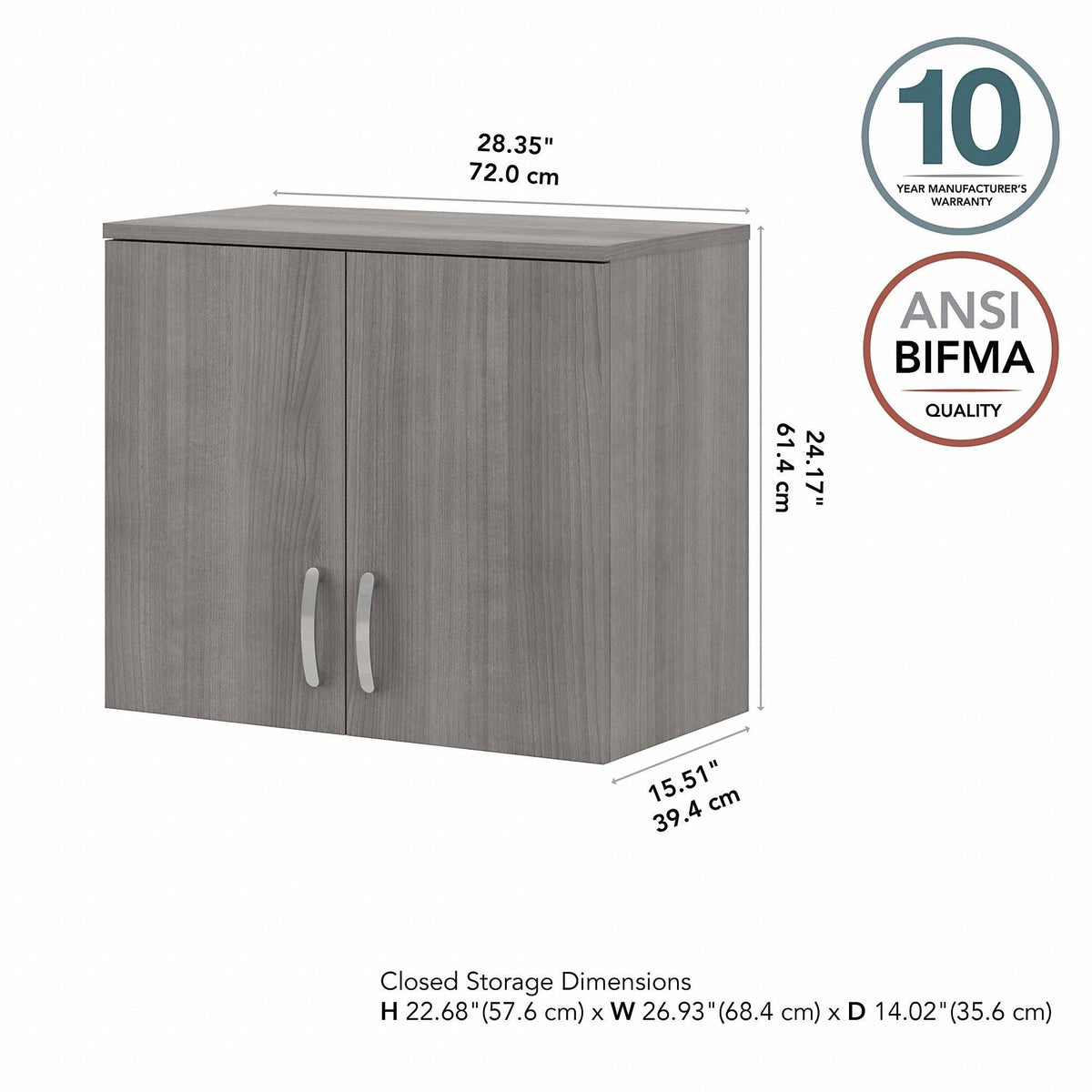 Platinum Gray Wall Cabinet with Doors and Shelves P757