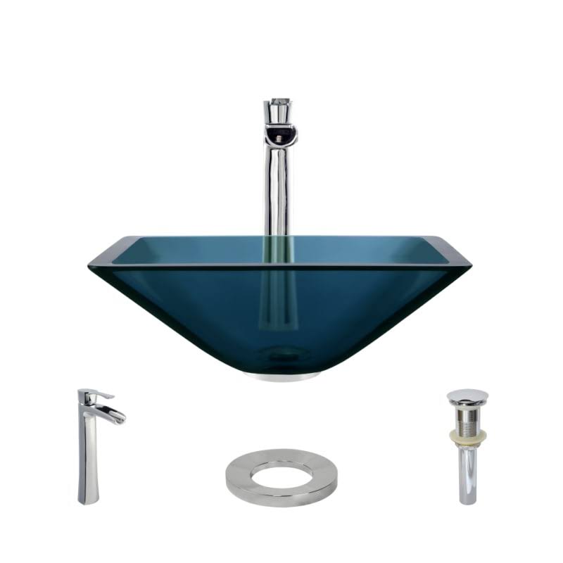 Glass Vessel Bathroom Sink with Vessel Faucet U302149