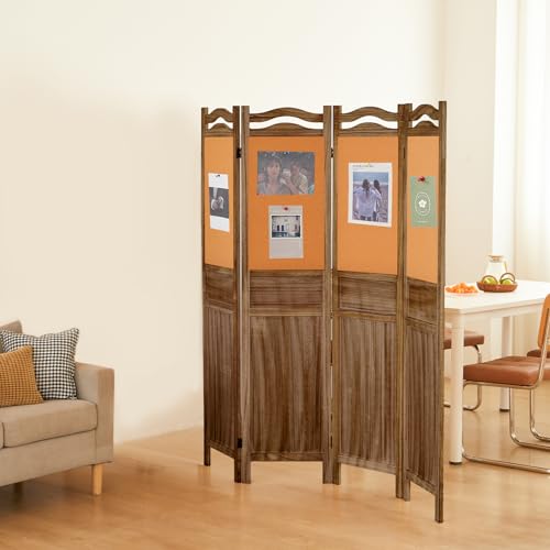 6 Panel Wood Room Divider, Light Brown I22160