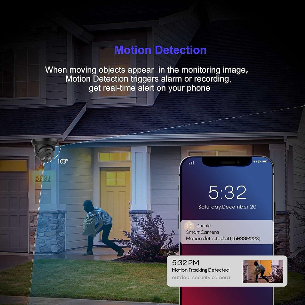 4K 8MP Outdoor PoE IP Camera with Mic/Audio, 98ft Night Vision, Black A790226