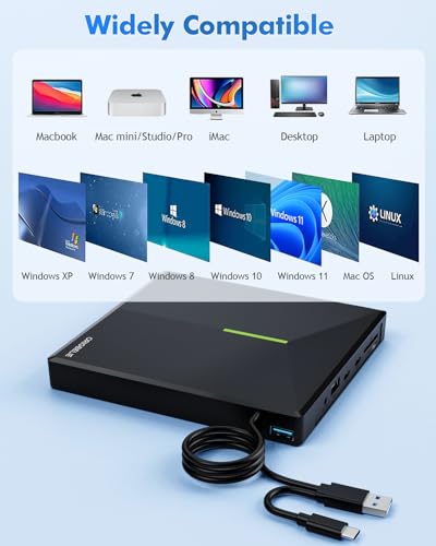 USB 3.0 Type-C Ultra Slim 13mm Portable CD DVD +/-RW Drive (Black) C6359