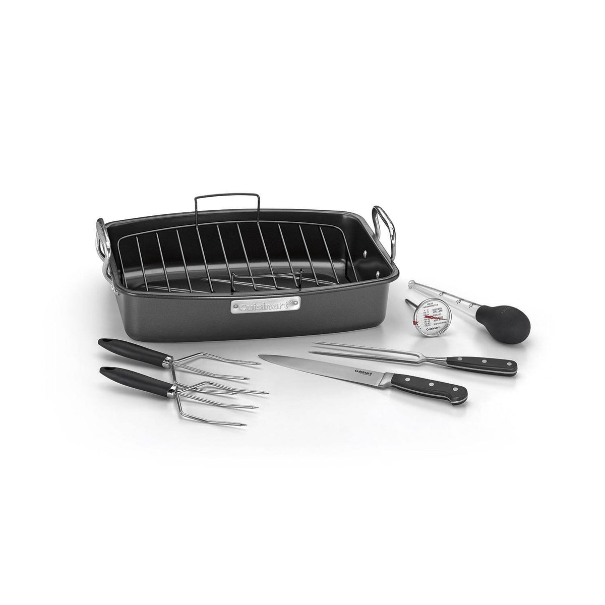 Aluminum Nonstick Roaster with Carving Tools Q940471