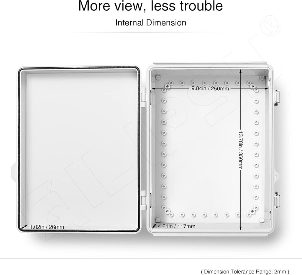 Hinged Cover Stainless Steel Latch Junction Box with Mounting Plate, ABS Plastic IP67 Waterproof Dustproof Enclosure Grey L5593