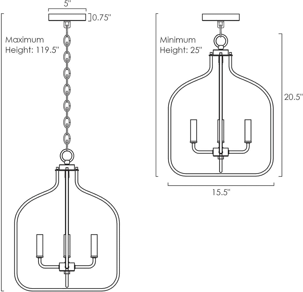 4-Light Black Pendant Light H615