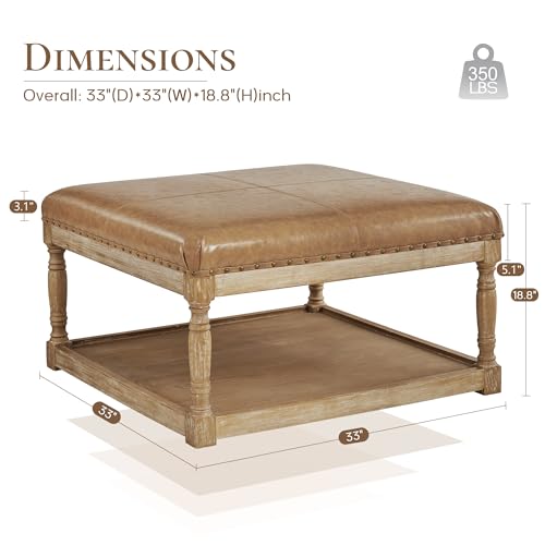 Large Square Ottoman Coffee Table with Storage Shelf Q955783