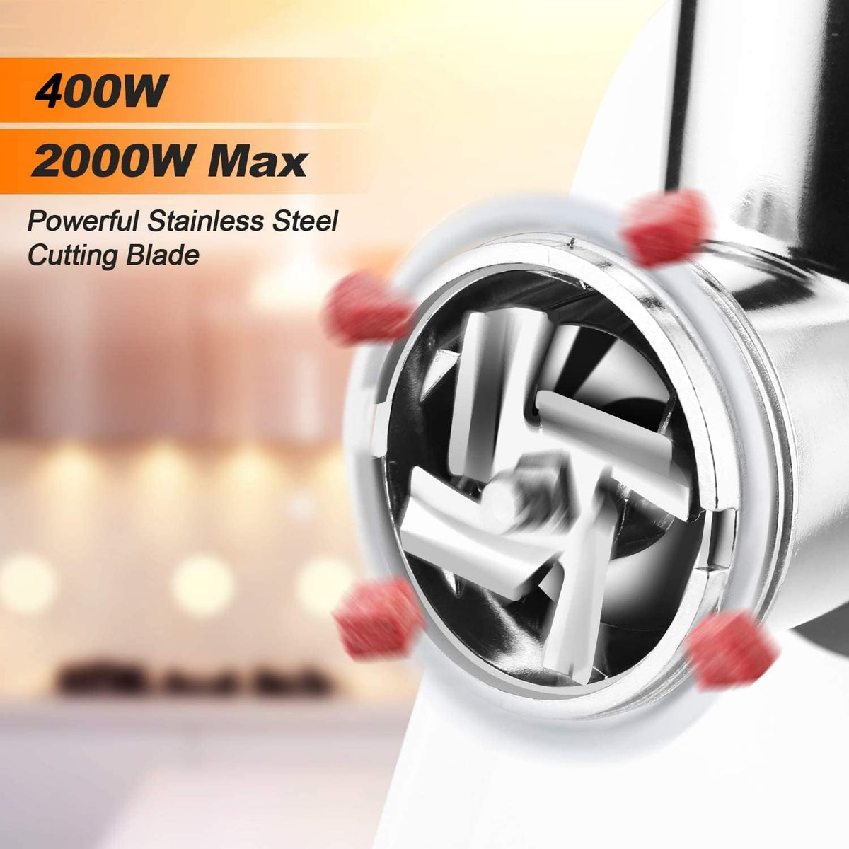 Stainless Steel Electric Meat Grinder with 3 Grinding Plates and Sausage Stuffing Tubes S359