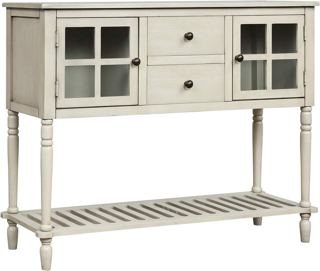 Antique Blue Sofa Table with Two Storage Drawers V8125