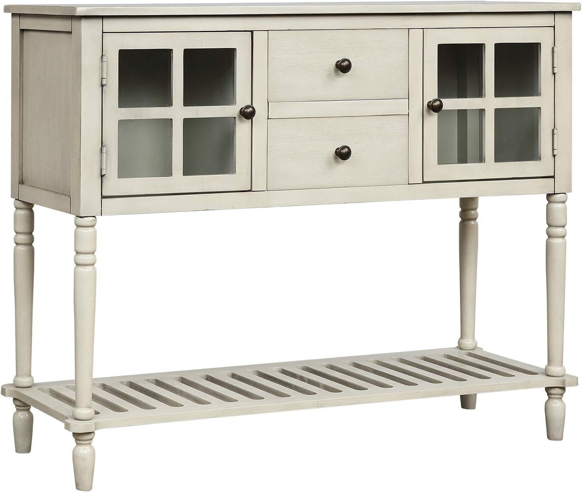 Antique Blue Sofa Table with Two Storage Drawers V8125