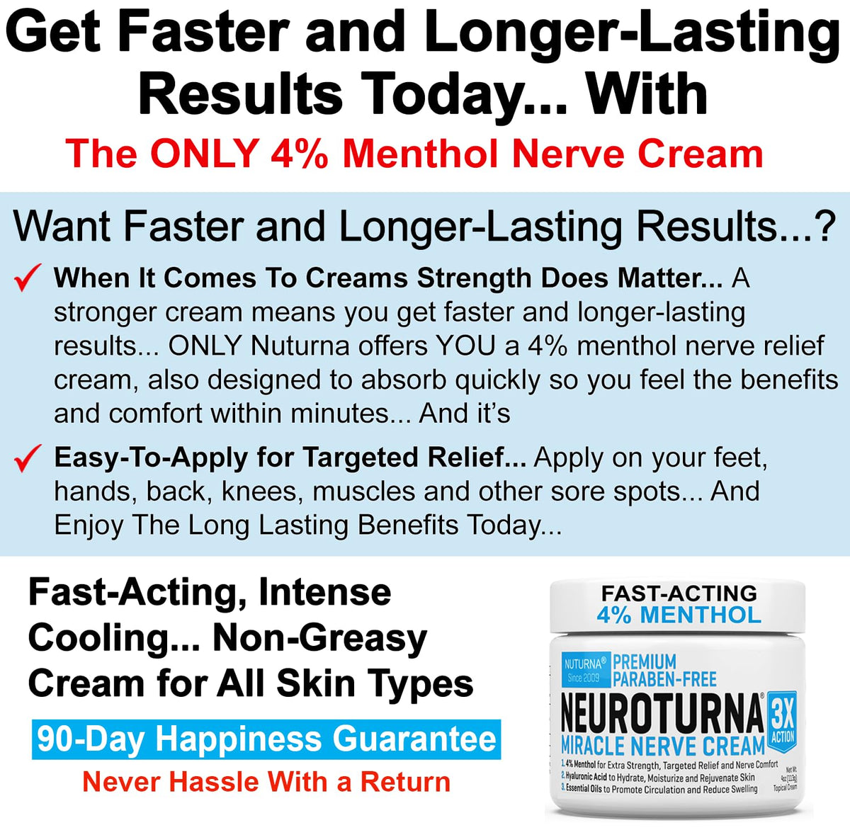 Nerve Relief Cream with 4% Menthol MSM 6 Oz H438119
