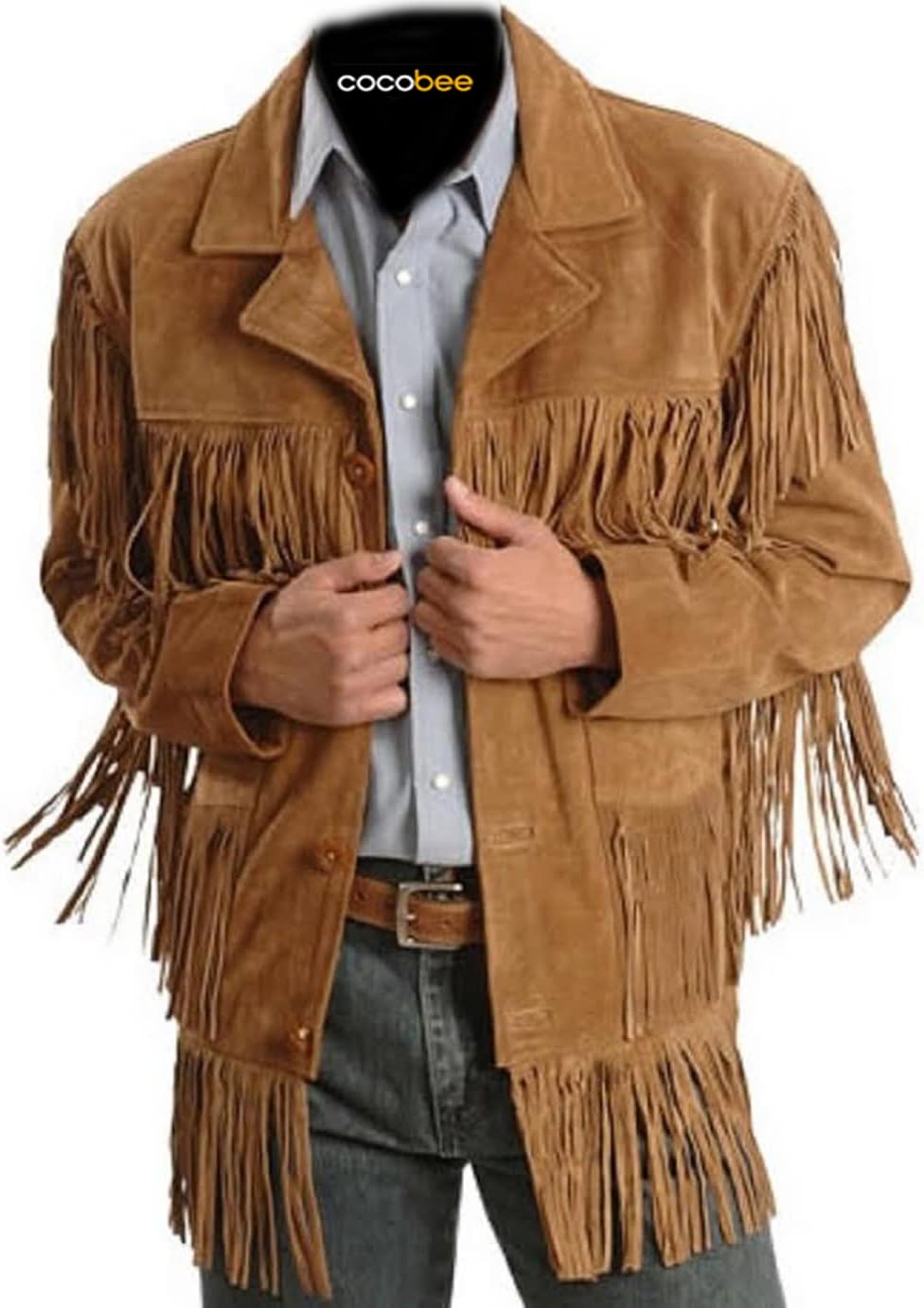 Brown Suede Leather Cowboy Jacket with Fringe Z28513