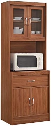 White Kitchen Cabinet with Microwave Storage S45873