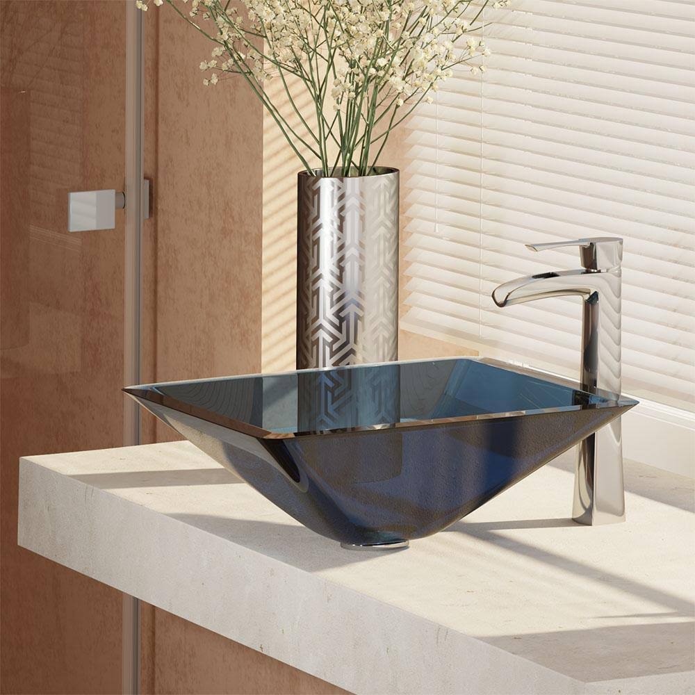 Glass Vessel Bathroom Sink with Vessel Faucet U302149