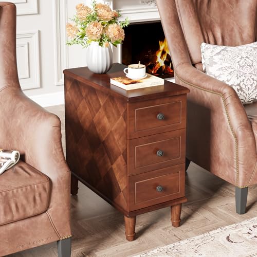 Brown 3 Drawer Narrow End Table U993482