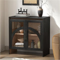Black Arched Accent Cabinet with Glass Door and Adjustable Shelf T1259
