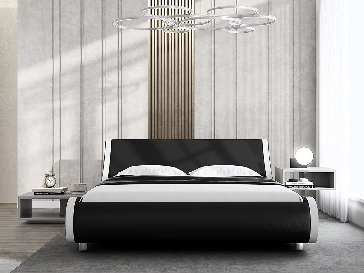 King Size Platform Bed Frame with Adjustable Headboard Q482547