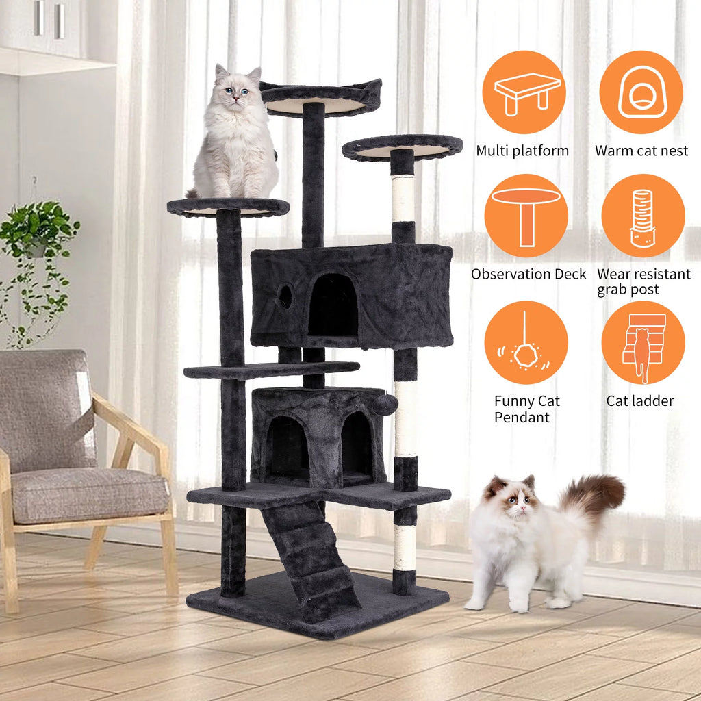 54 inch Dark Gray Cat Tree and Tower T52822
