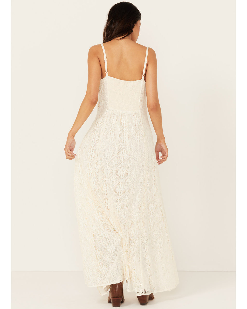 Ivory Maxi Lace Slip Dress J6326