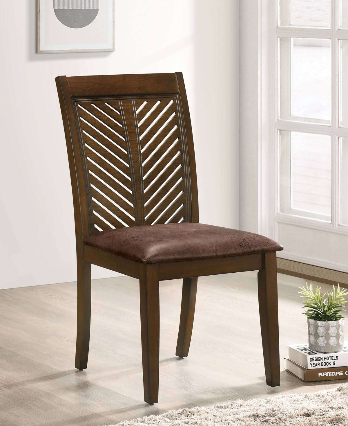Padded Side Chairs, Set of 2, Walnut, Brown Q864675