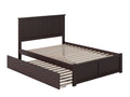 Espresso Full Solid Wood Platform Bed with Footboard & Trundle M71508