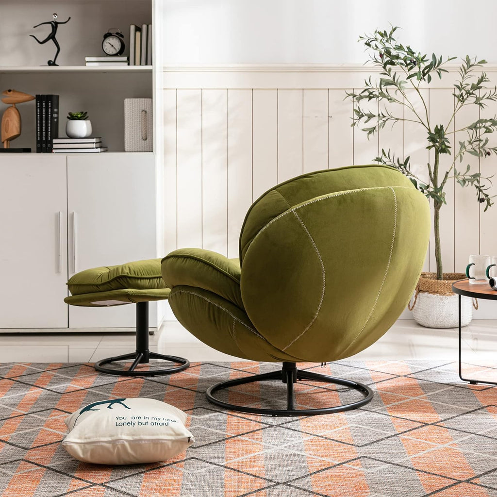 Light Green Velvet Swivel Accent Chair with Ottoman D496507