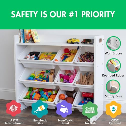 Natural White Toy Storage Organizer with 9 Bins I8712