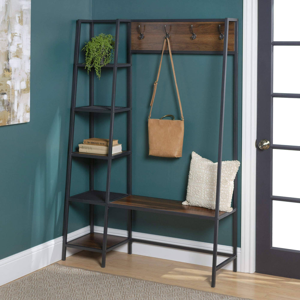 72 inch Dark Walnut Hall Tree with Storage P7166