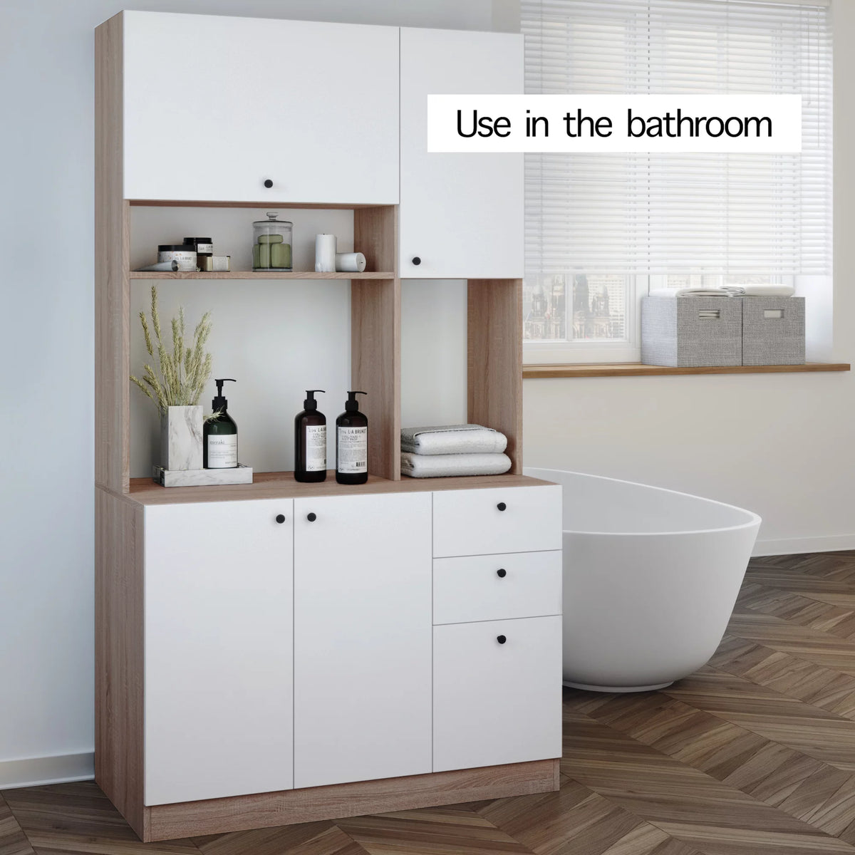 White Pantry Kitchen Storage Cabinet N987098