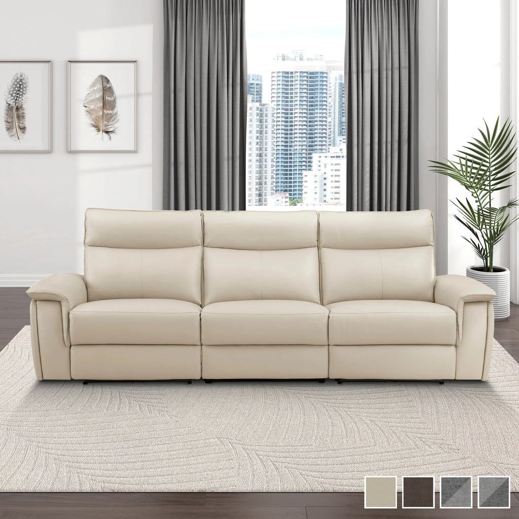 Dark Brown Leather Polyester Double Reclining Sofa U413