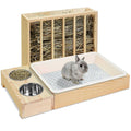 Wooden Rabbit Hay Feeder with Litter Box Z99952
