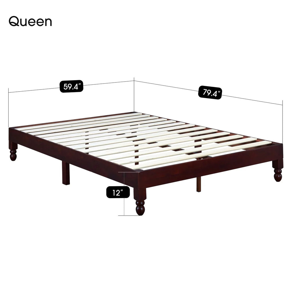 Full Size 12 Inch Solid Wood Platform Bed with Under Bed Storage A566109