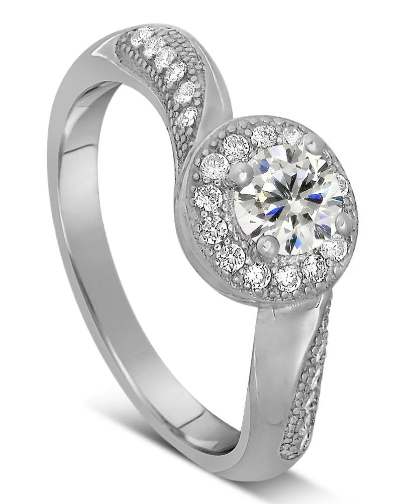 Antique 1.75 Carat Round Cut Diamond Moissanite Engagement Ring In 10K White Gold M20998