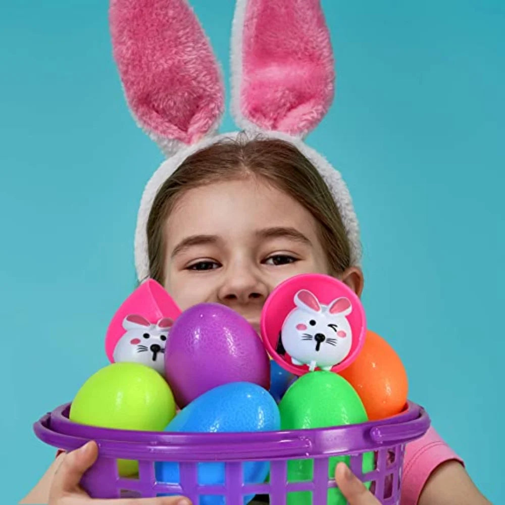 6 Toy Filled Easter Eggs with Mini Pull-n-Go Easter Bunnies W279095