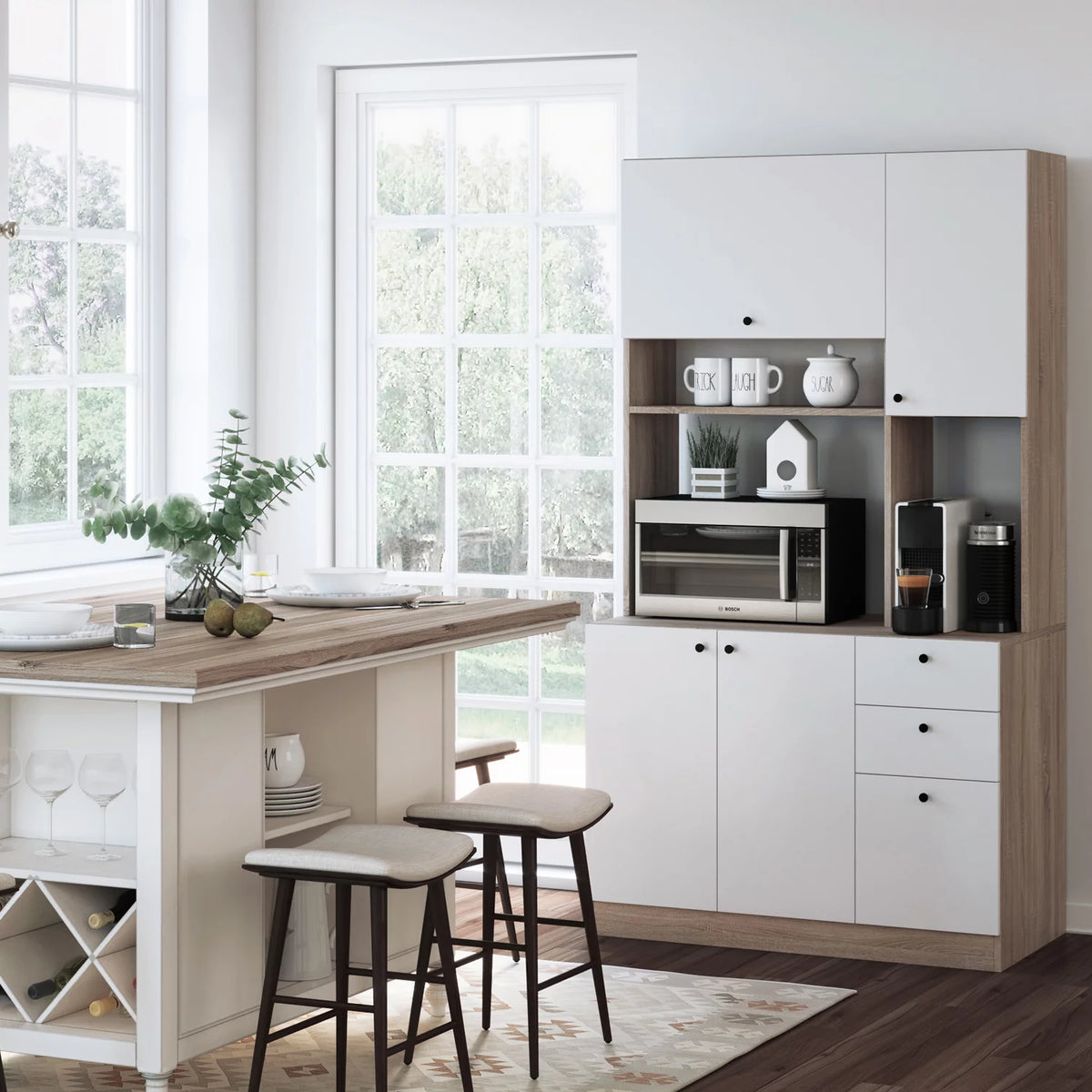 White Pantry Kitchen Storage Cabinet N987098