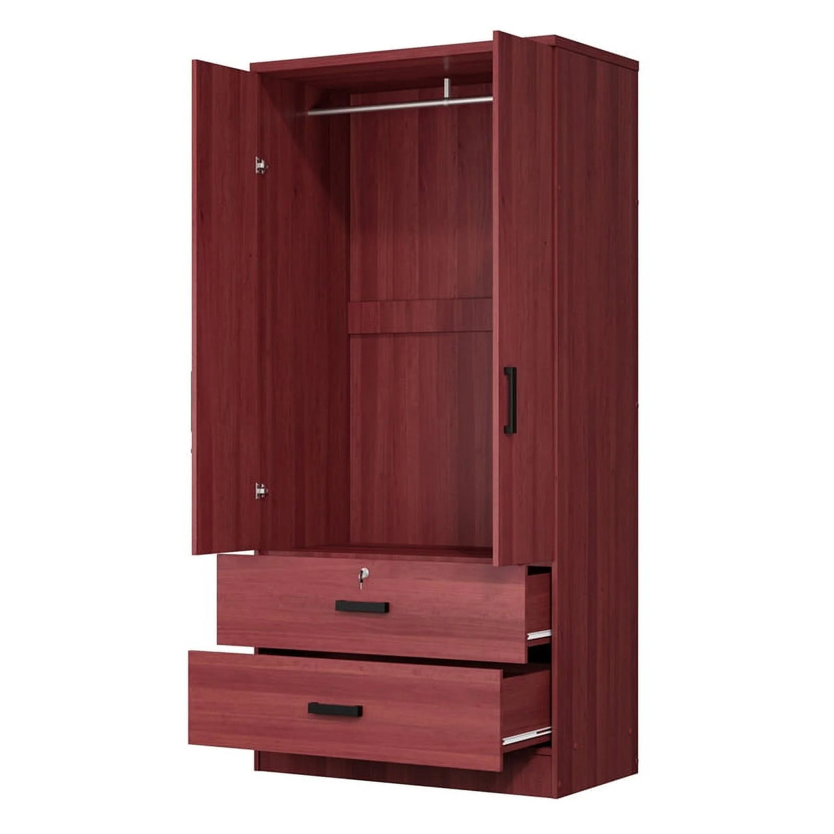 Mahogany Armoire Wardrobe with Mirror & Drawers F13988