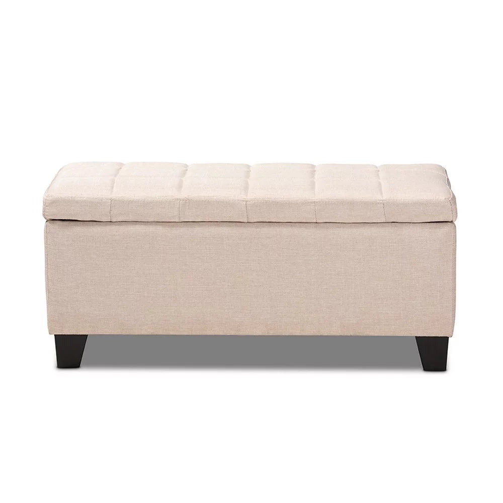 Beige Fabric Upholstered Storage Ottoman V2122