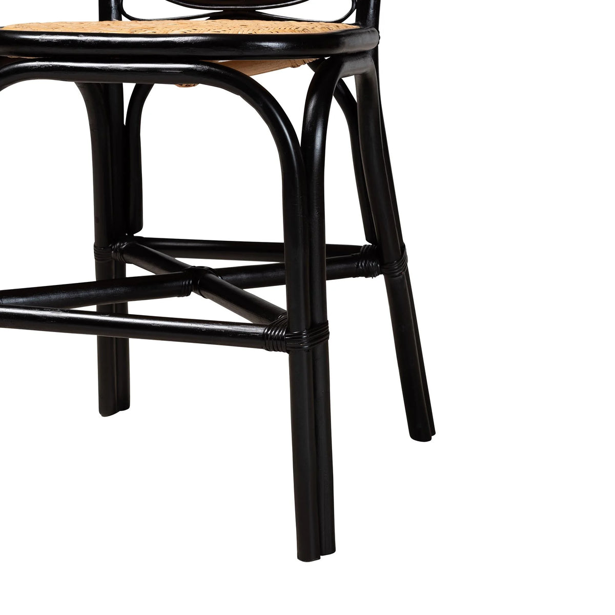 Two-Tone Black and Natural Brown Rattan Counter Stool P34953