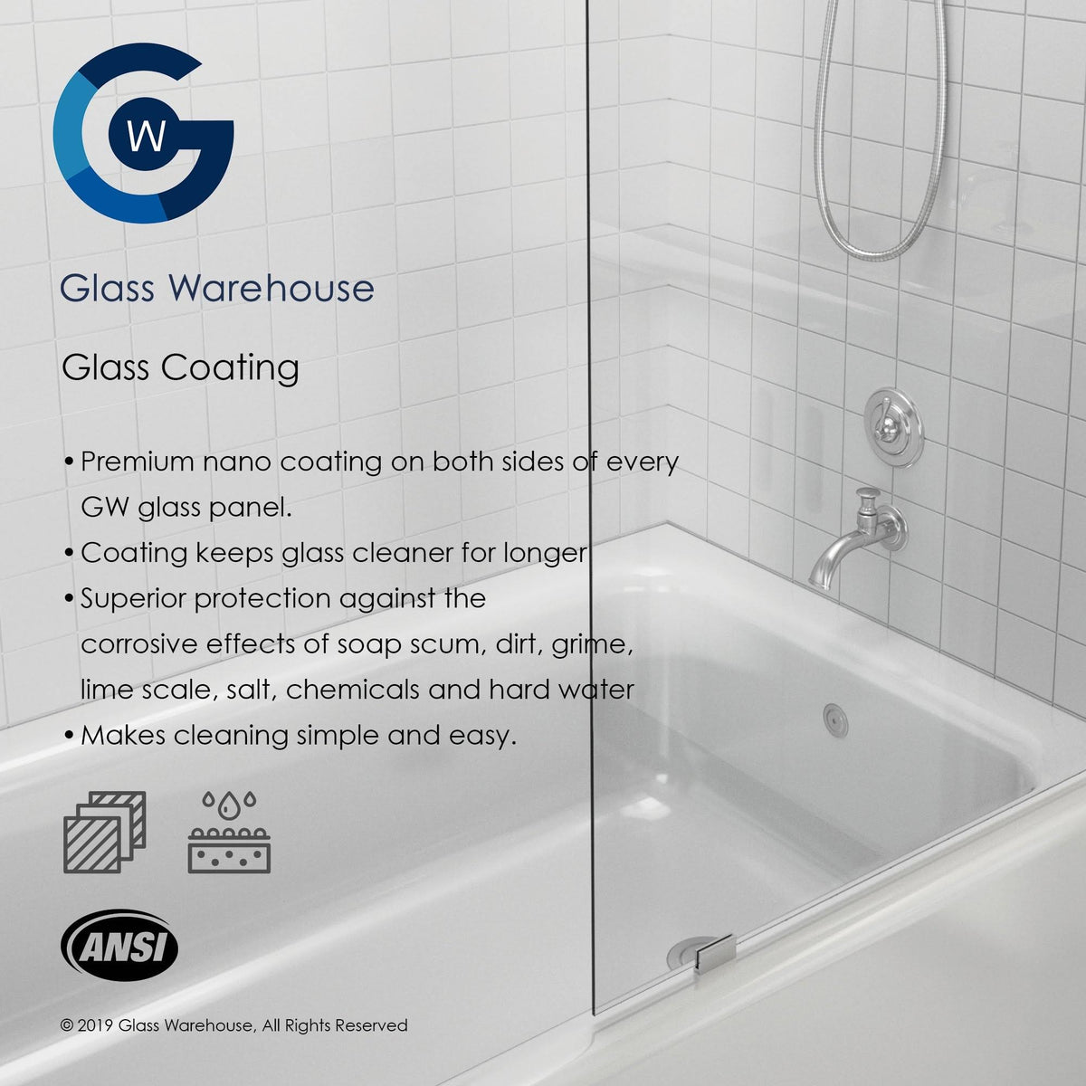 Frameless Shower Bath Fixed Panel R443215