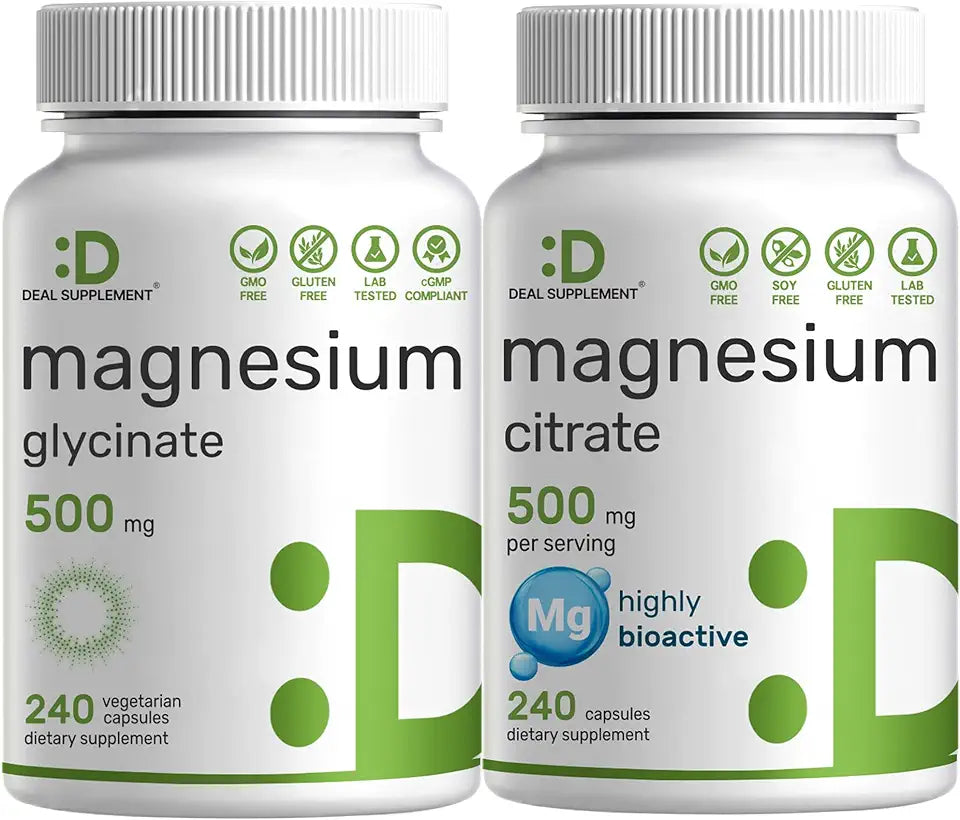 Magnesium Glycinate & Citrate 500mg Veggie Capsules B199583
