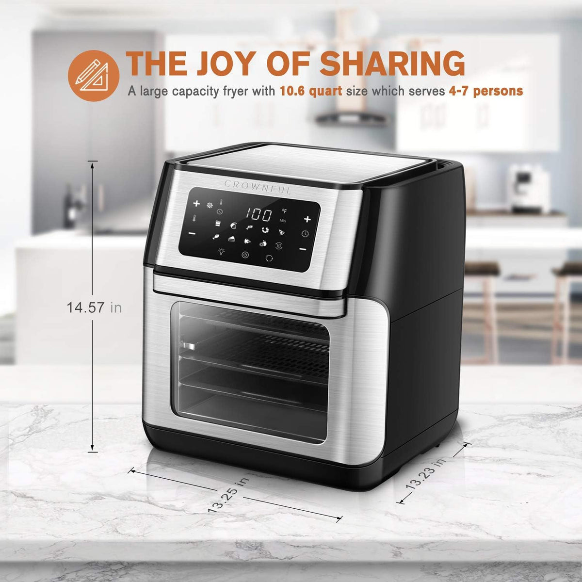 10.6 Quart 10-in-1 Air Fryer Toaster Oven with Rotisserie and Dehydrator Z111760