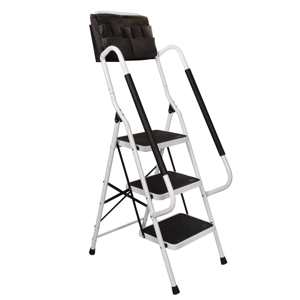 Folding 3-Step Safety Step Ladder with Padded Side Handrails V132