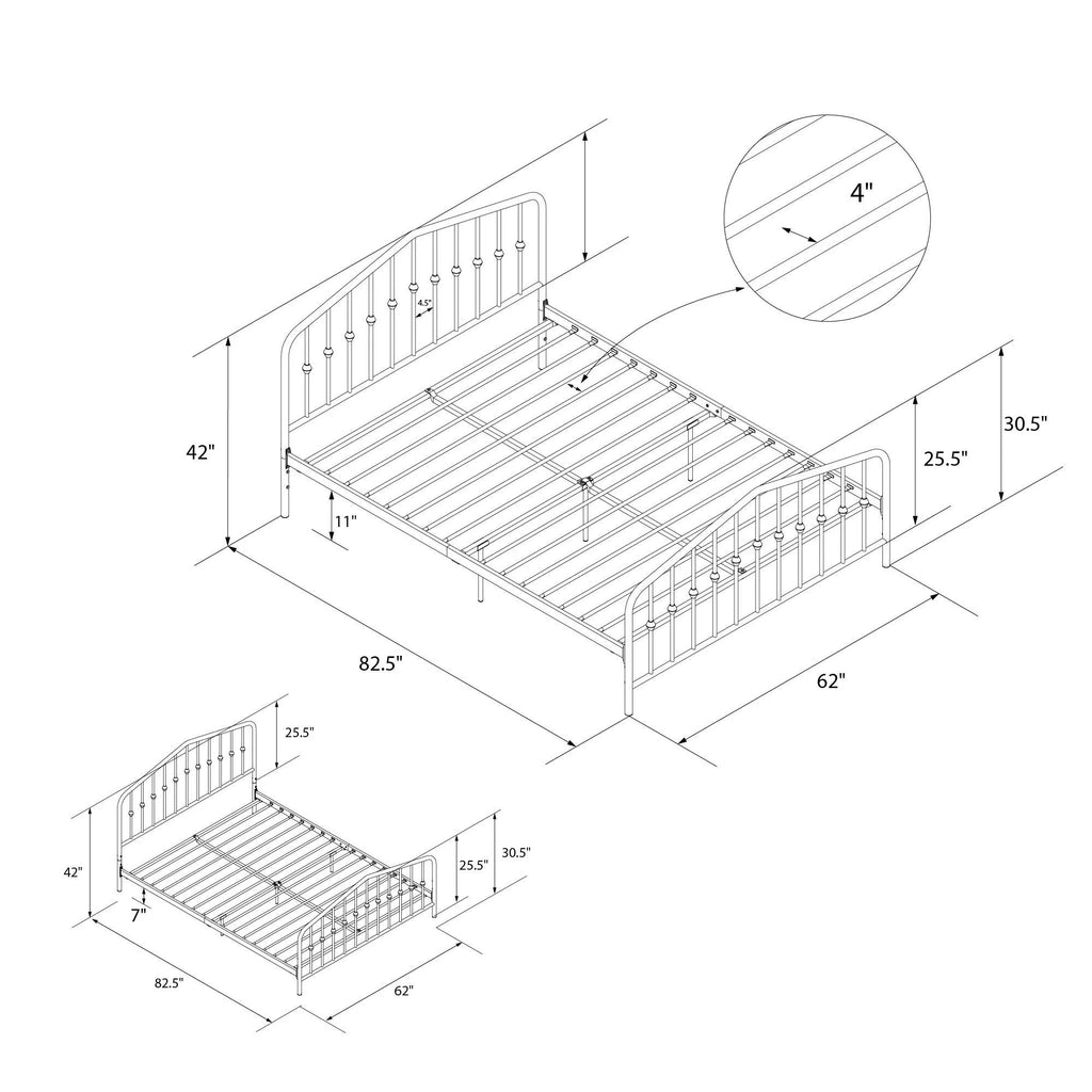 Queen Black Metal Bed E52928