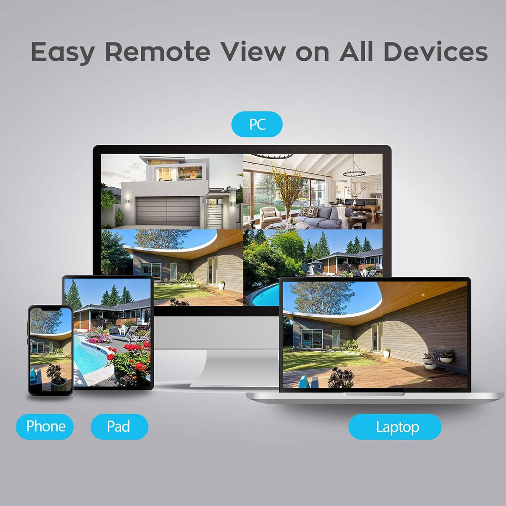 3MP Wireless Home Security Camera System with 4x 3MP Outdoor Cameras V470013