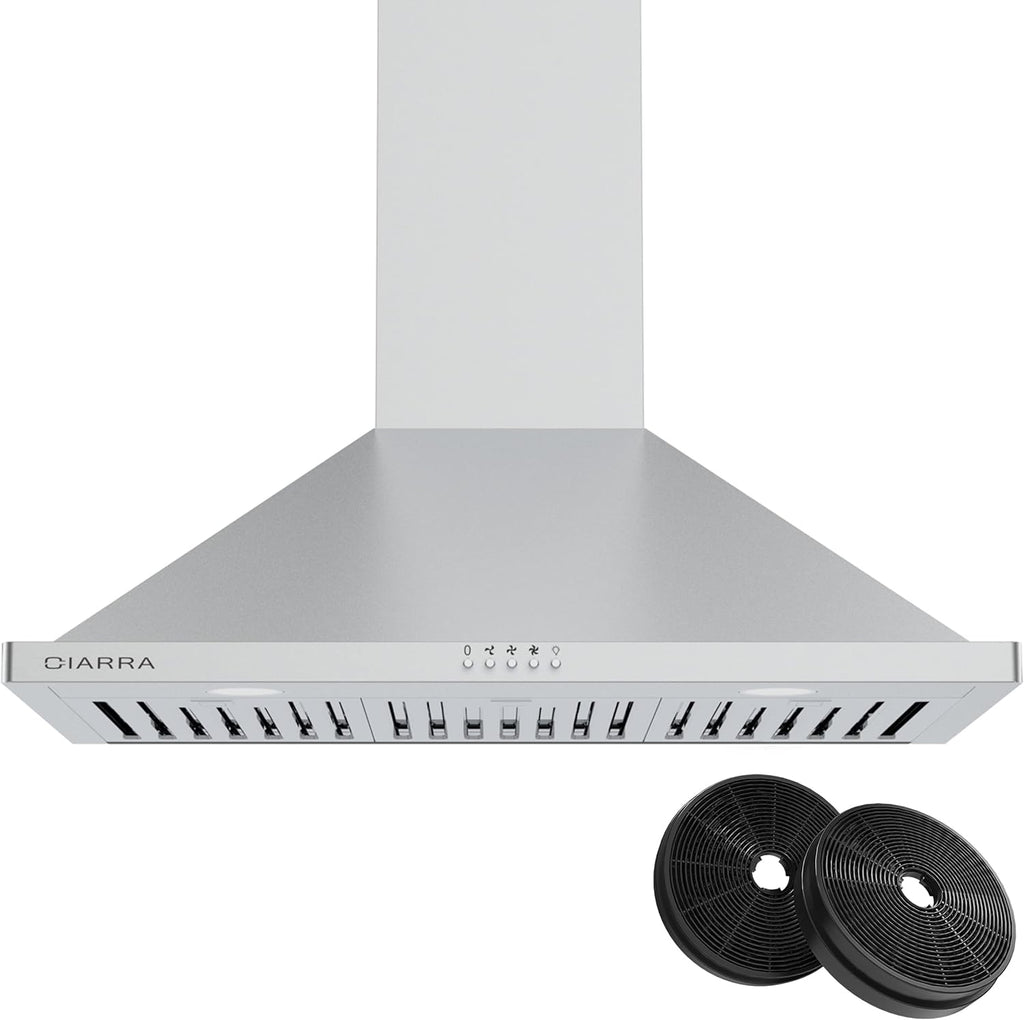 30 inch Stainless Steel Wall Mounted Range Hood with 3 Speed Exhaust Fan Baffle Filters Ducted and Ductless Convertible J68006