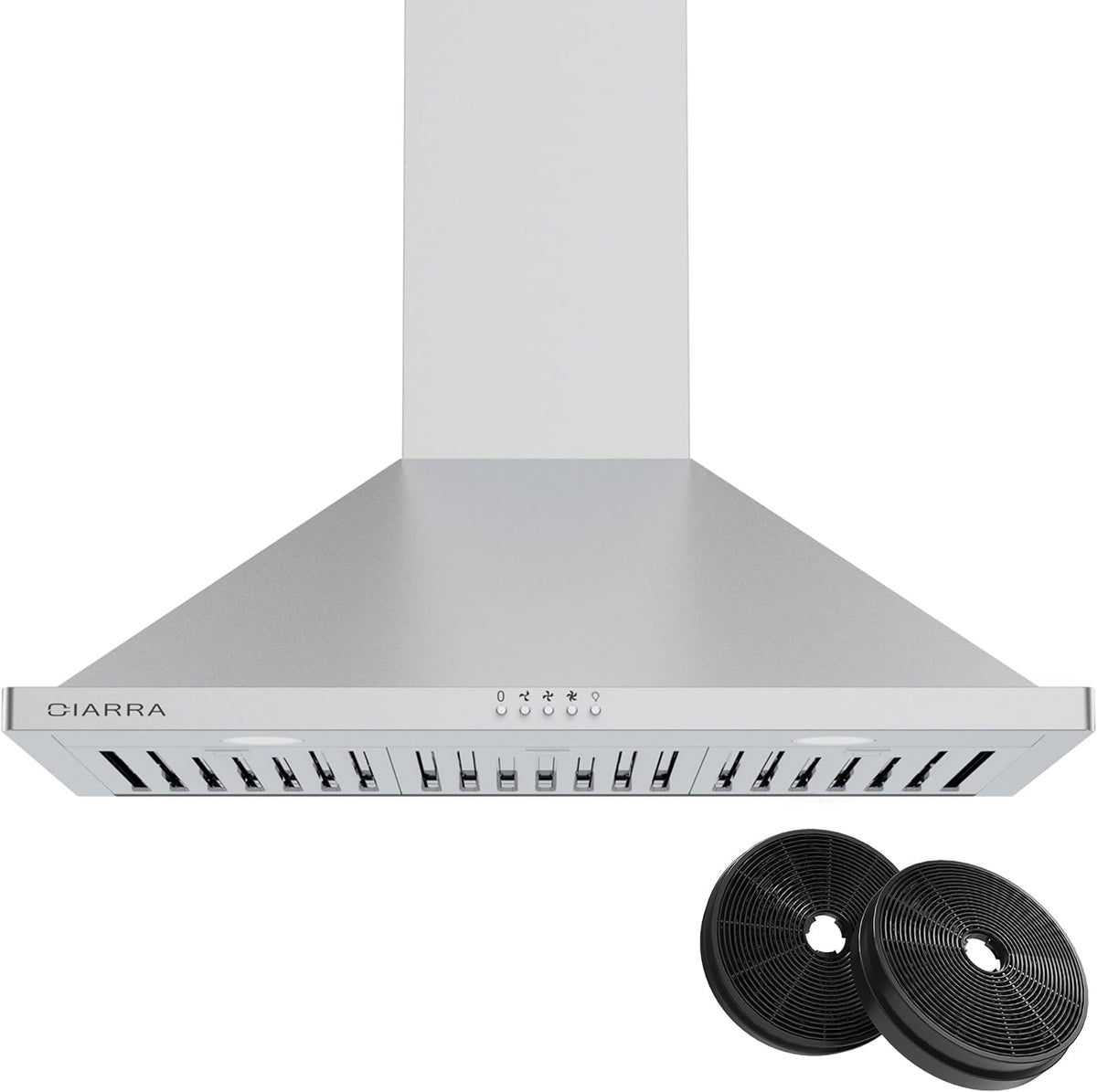 30 inch Stainless Steel Wall Mounted Range Hood with 3 Speed Exhaust Fan Baffle Filters Ducted and Ductless Convertible J68006