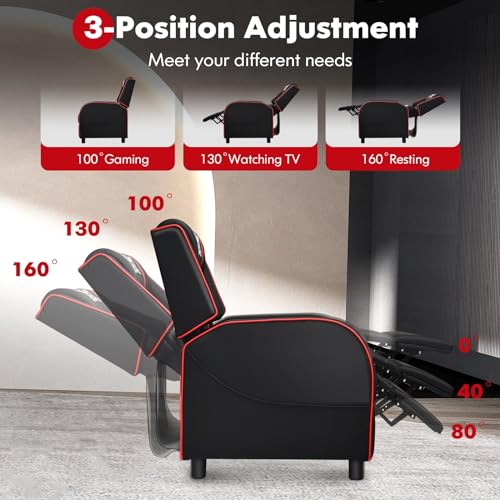 Pink Massage Gaming Recliner with Adjustable Footrest C1144