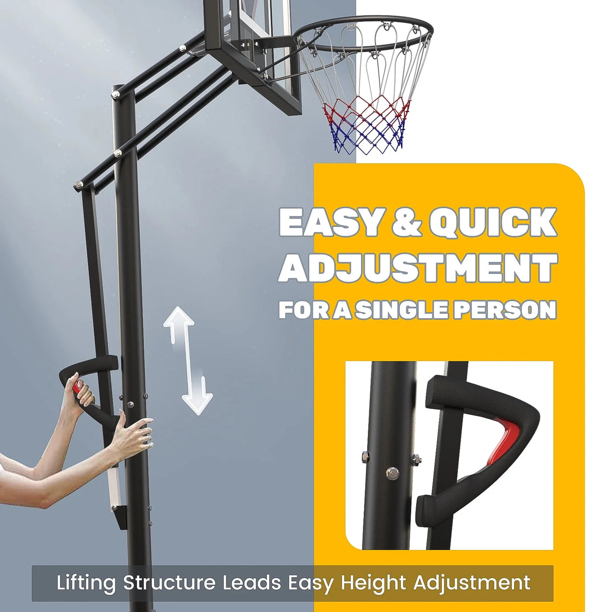 Portable Basketball Hoop & Goal with Height Adjusted 7.6 - 10 ft S8942