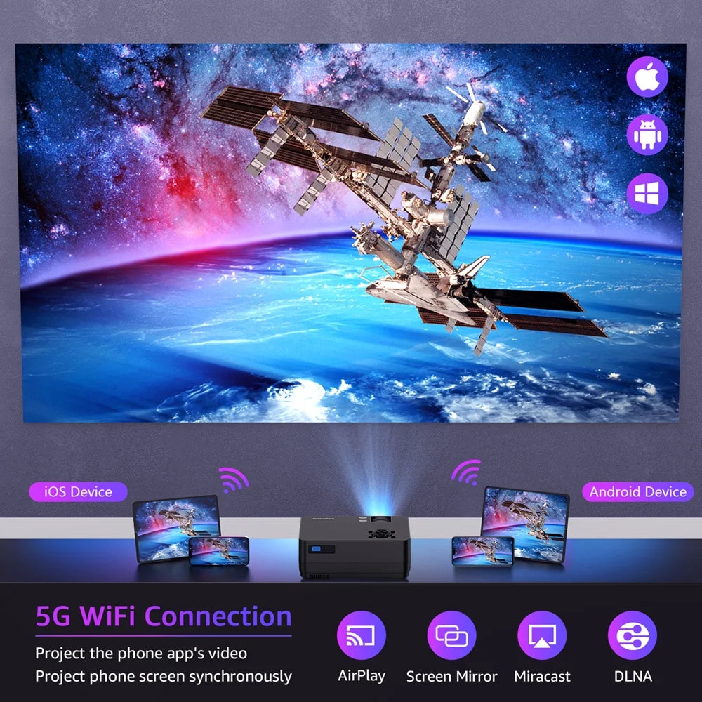 5G WiFi Bluetooth 1080P LCD Projector O949