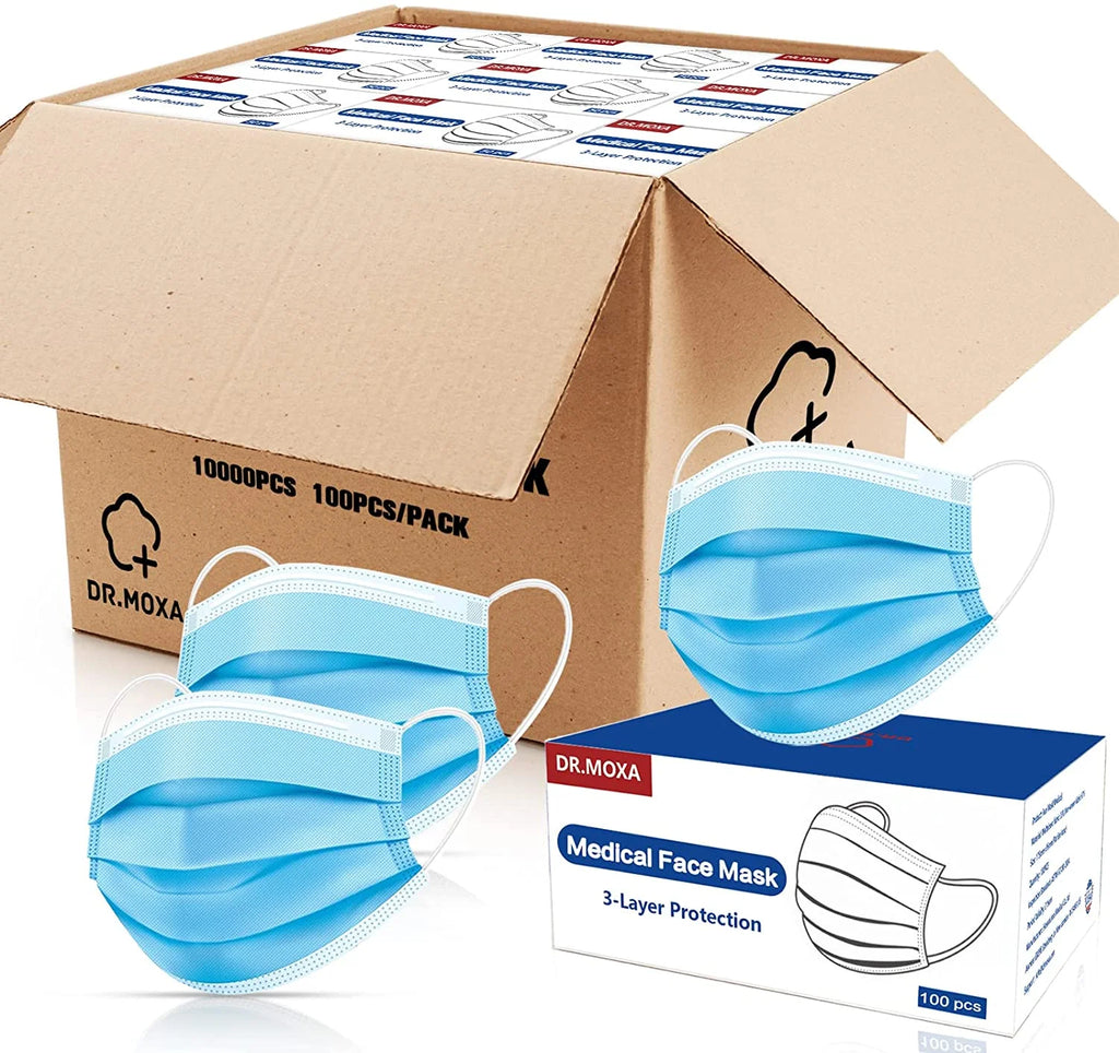 1000Pcs Blue 3-Ply Disposable Face Masks N8019