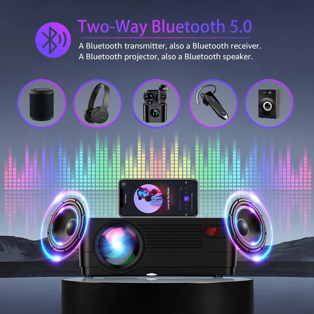 5G WiFi Bluetooth 1080P LCD Projector O949