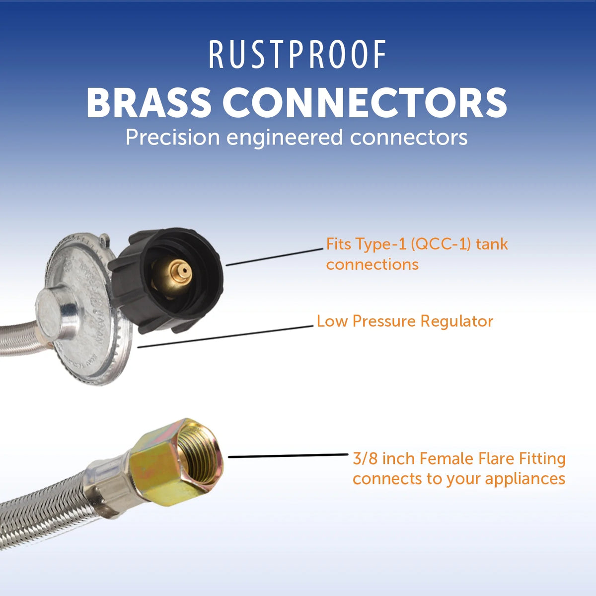 5 ft Stainless Steel Propane Adapter Hose with Regulator A91944